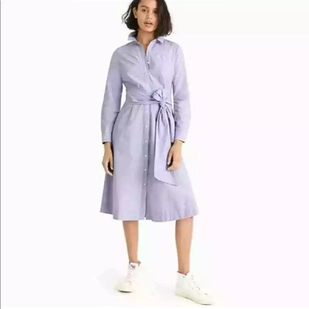 J. Crew Lavender Button-Front Midi Shirt Dress